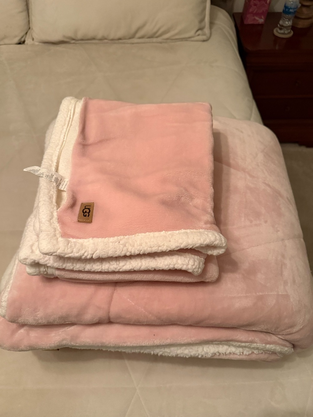 UGG Blush Pink Plush Sherpa Full Size Comforter Set with Pillow Shams